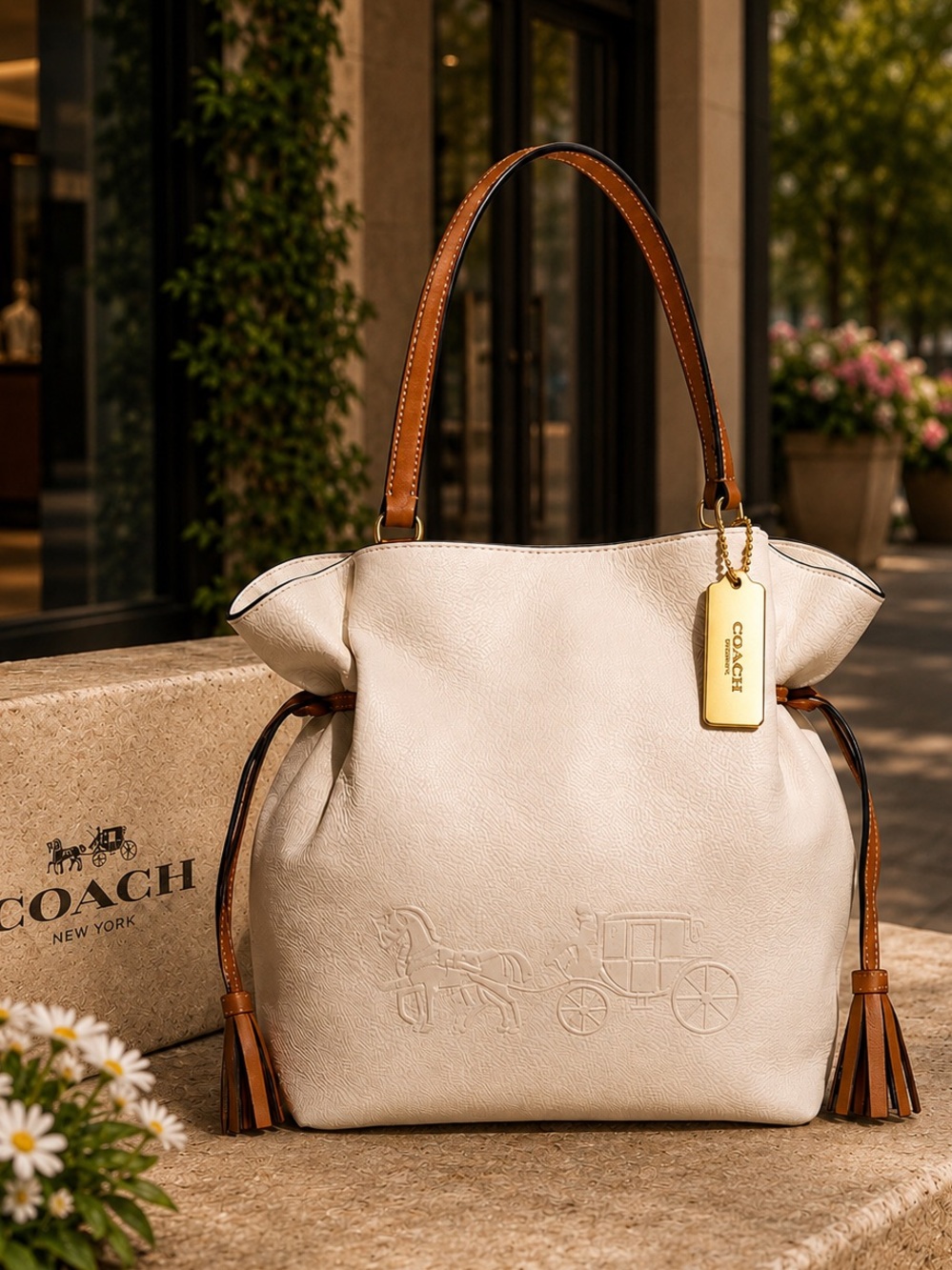 Coach Andy Tote with Horse & Carriage — Chalk Multi 💫